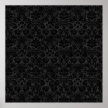 Black Charcoal Damask Posters