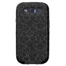 Black Charcoal Damask Samsung Galaxy S3 Cases