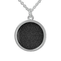 Black Charcoal Damask Sterling Silver Necklace