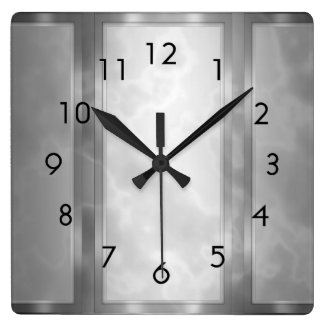 Black Charcoal Marble Panels Square Wall Clock