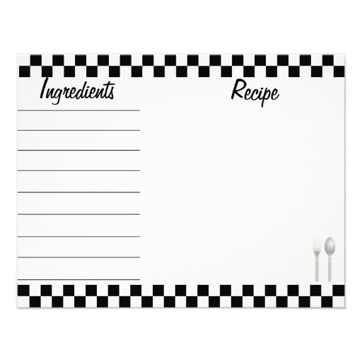 Black Checkerboard Recipe Card - Front and Back Personalized Invite