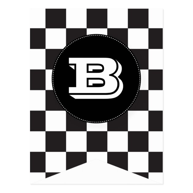 Black Checkered Flag Bunting Banner Post Card | Zazzle