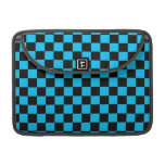Black checkers on blue background MacBook pro sleeves