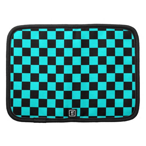 Black checkers on blue background folio planner
