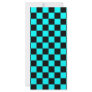 Black checkers on blue background custom rack card