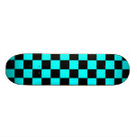Black checkers on blue background custom skateboard