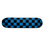 Black checkers on dark blue background skate deck