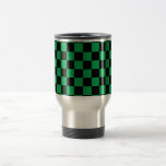 Black checkers on green background mug