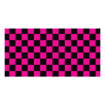 Black checkers on pink background custom photo card