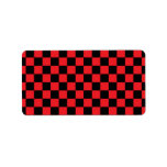 Black checkers on red background custom address labels