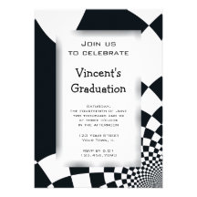 Black Checks Graduation Party Invitation