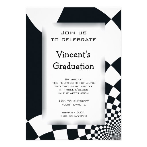 Black Checks Graduation Party Invitation