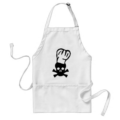 black chef skull chefs head cook aprons by Tomaniac
