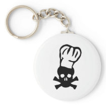 black chef skull chefs head cook key chain