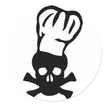 black chef skull chefs head cook stickers