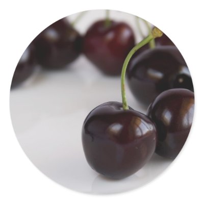 black cherry_3 round sticker by VioDePhoto
