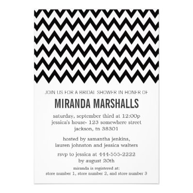 Black Chevron Bridal Shower Invitations