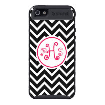 Black Chevron Monogram Hot Pink Monogrammed skinit case