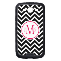 Black Chevron Monogram Hot Pink Monogrammed skinit case