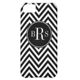 Black Chevron Pattern, Your Initials Cover For iPhone 5C