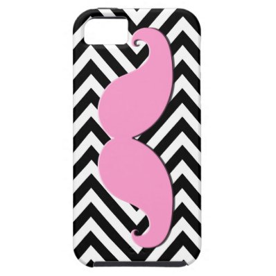 Black Chevron Pink Mustache iPhone 5 Case