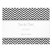 Black Chevron Print Save the Date Annoucement Invite