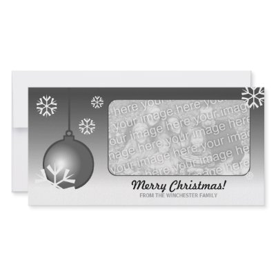 Black Christmas Decorative Ball Photo Card by morning6