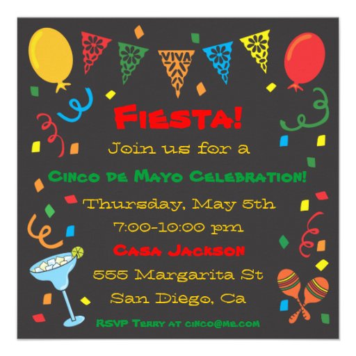 Black Cinco De Mayo Fiesta Party Invitation