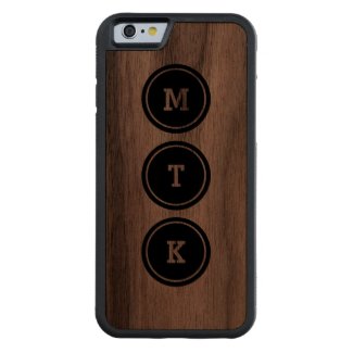 Black Circle Monogram Carved® Walnut iPhone 6 Bumper