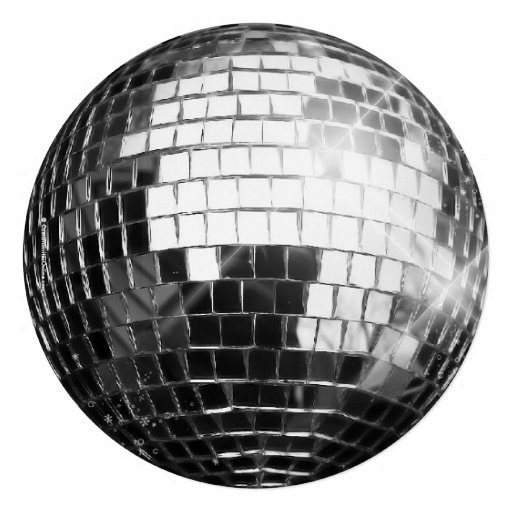 Black Circle Round Disco Ball 40th Birthday Party Personalized Invite