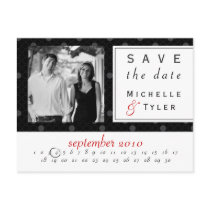 Black Circle Save the Date Card postcards by darmanddesigns Black Circle Save the Date Card postcards