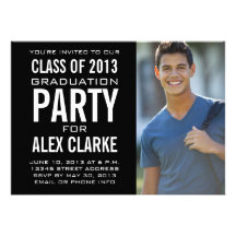 BLACK CLASS OF 2013 PARTY PHOTO INVITATION