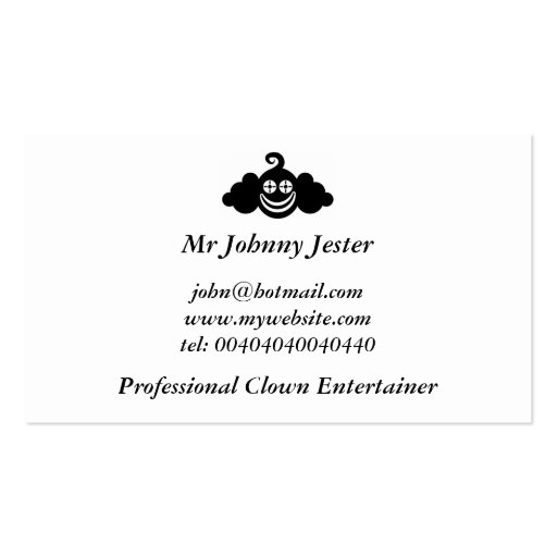 Black Clown, Mr Johnny Jester Business Cards
