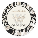 Black/cocoa Floral Damask/monogram stickers