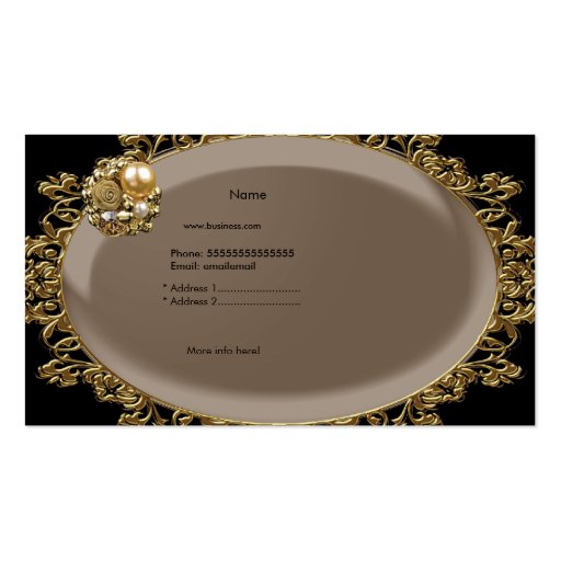 Black Coffee Brown Gold Elegant Boutique Profile Business Cards (back side)