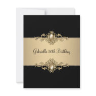 Black Coffee Trim 50th Birthday Party Pearl invitation