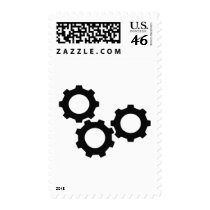 black cogwheels cog postage