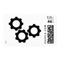 black cogwheels cog postage