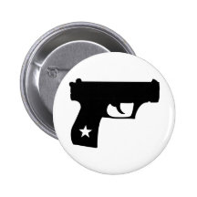 Black Cop Pistol Star Gun Buttons