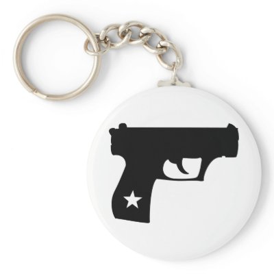 Black Cop Pistol Star Gun Keychains by Tomaniac