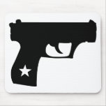 Black Cop Pistol Star Gun Mouse Pad