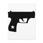 Black Cop Pistol Star Gun Post Card