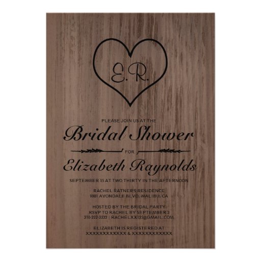 Black Country Bridal Shower Invitations