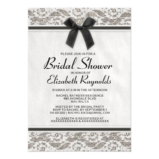 Black Country Lace Bridal Shower Invitations