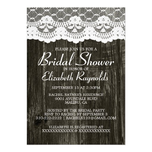 Black Country Lace Bridal Shower Invitations