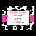 Black Cow Print & Hot Pink Ribbon Invitation invitations