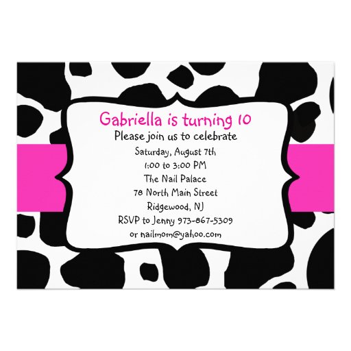 Black Cow Print & Hot Pink Ribbon Invitation