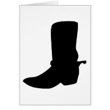 Black Cowboy Boot with Spurs Card