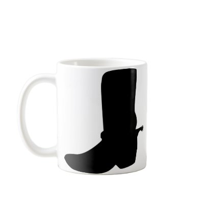 Black Cowboy Boot with Spurs Mugs by White_Wedding