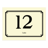Black cream art deco reception table number card postcard